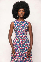 Carly Dress in Navy Pressed Petals