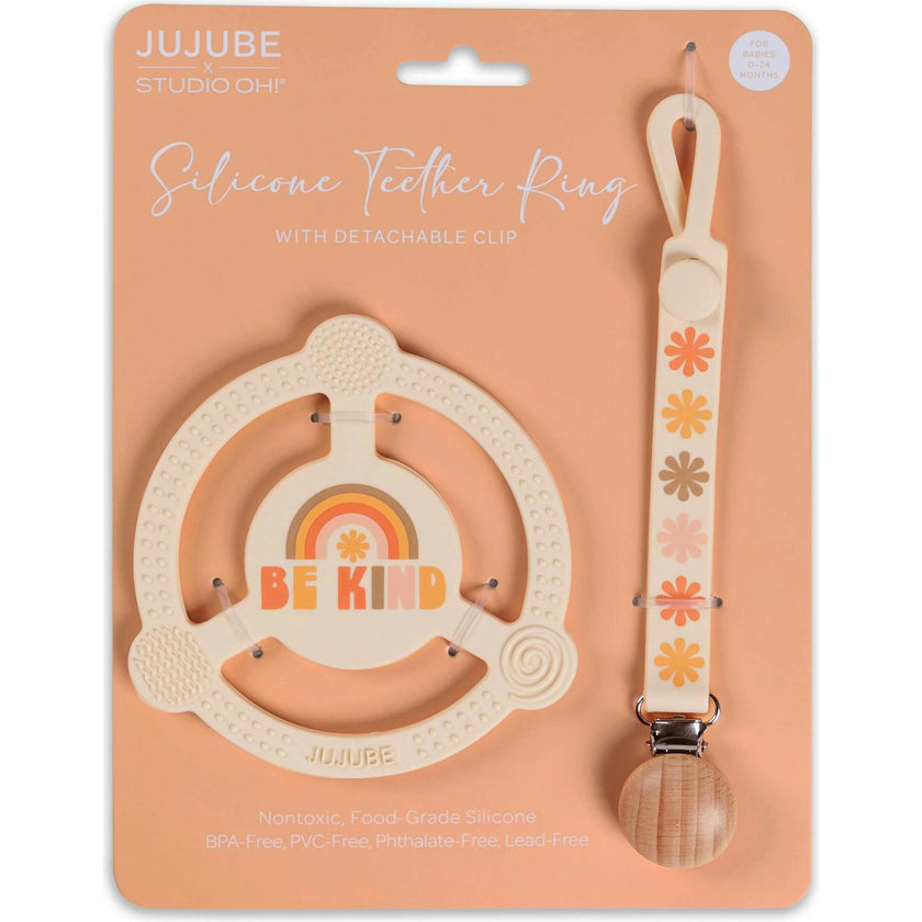 JuJuBe × Studio Oh! Silicone Teether Ring With Detachable Clip