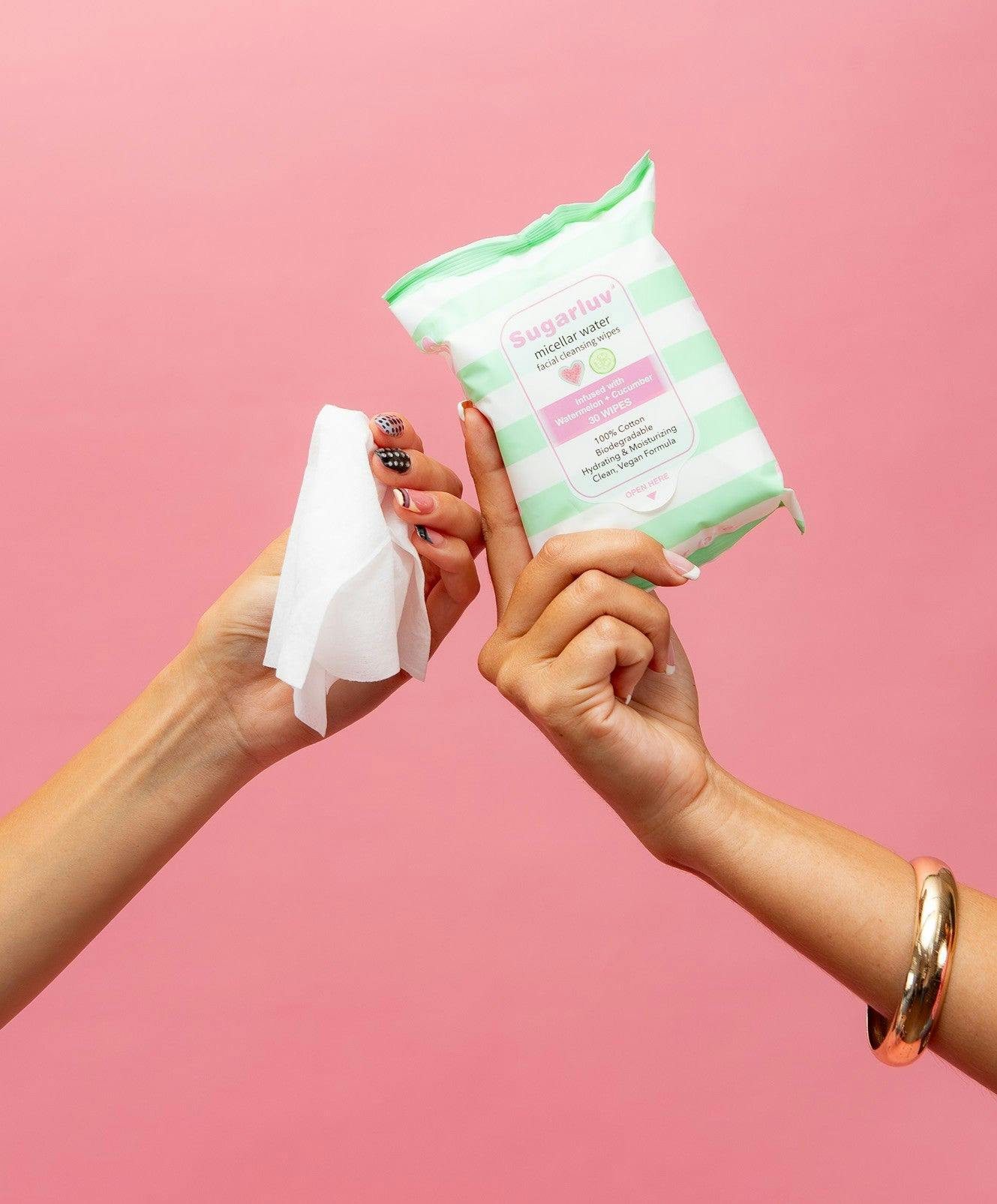 Watermelon + Cucumber Micellar Water Wipes and Mint Star Acne Patches Duo