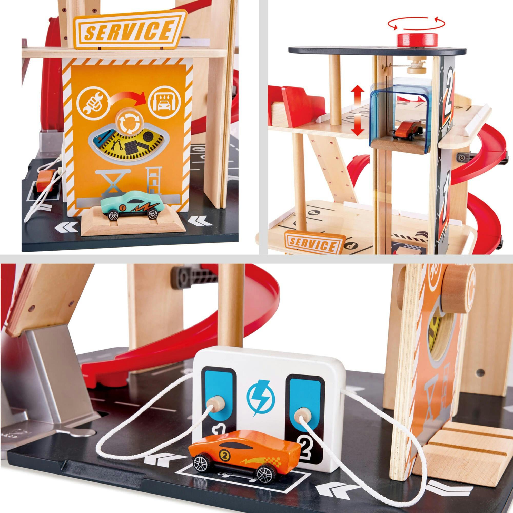 Stunt Garage Wooden High-Rise Car Parking Lot Playset