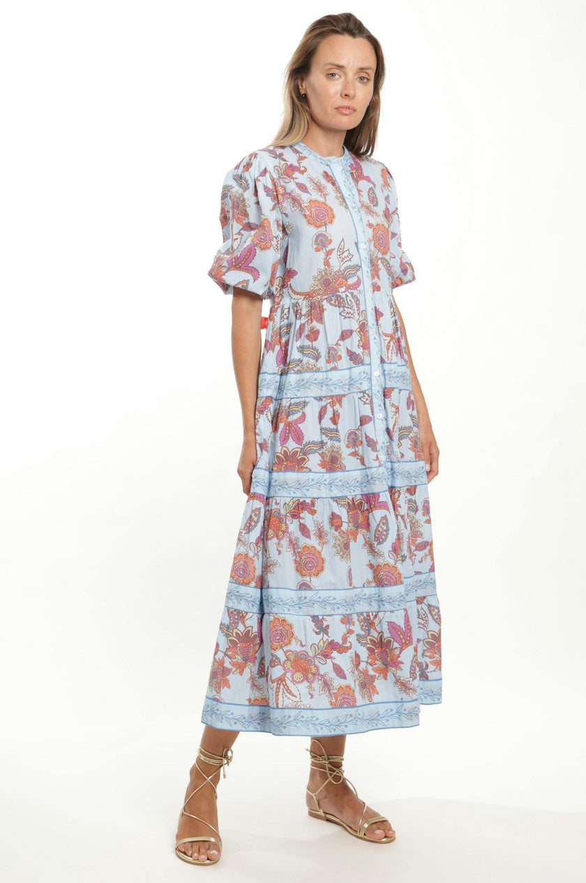 Milena Dress in Blue Botanical