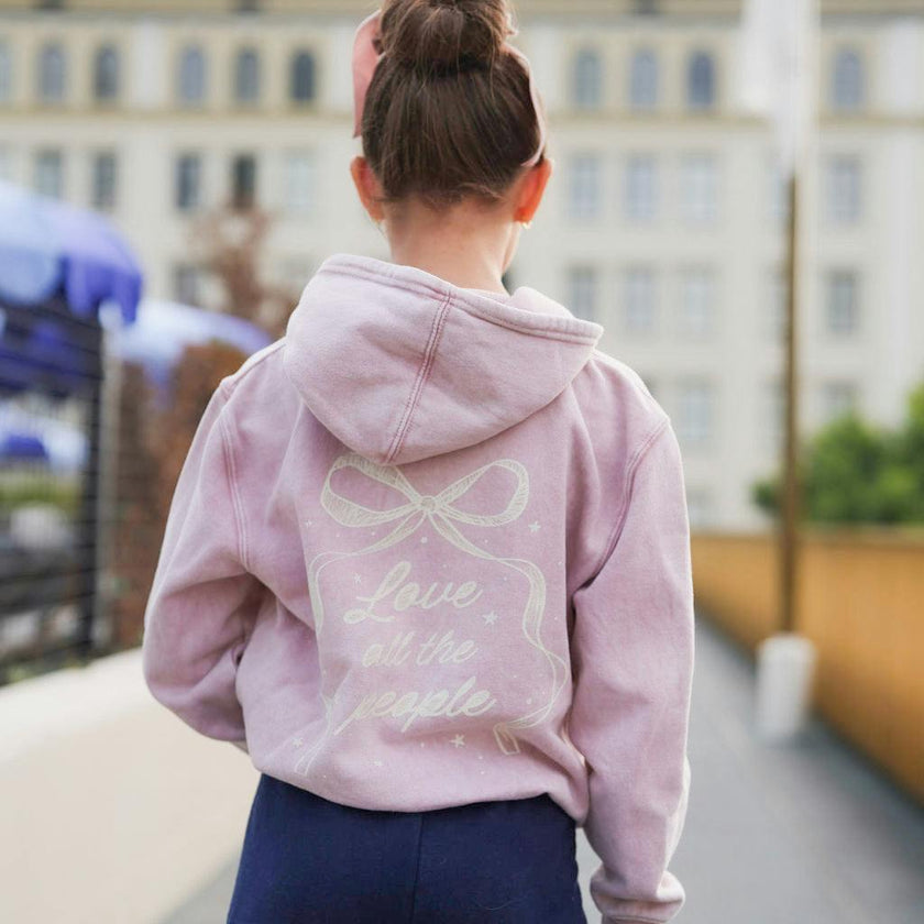 Kids Love People Hoodie-Washed Pink-Girls