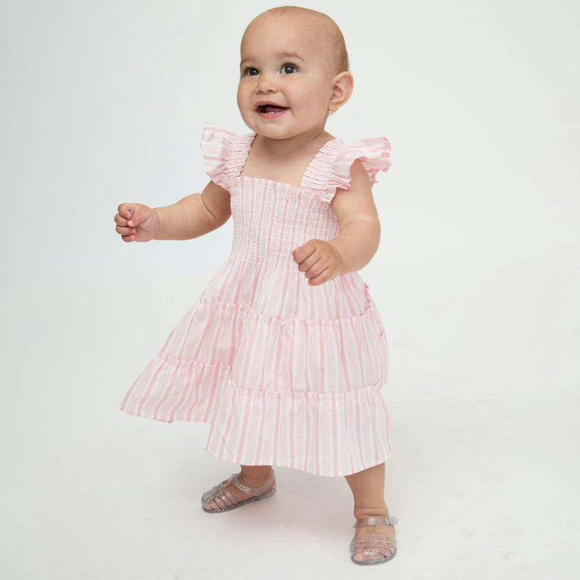 The Baby Ellie Nap Dress - Pink Variegated Stripe