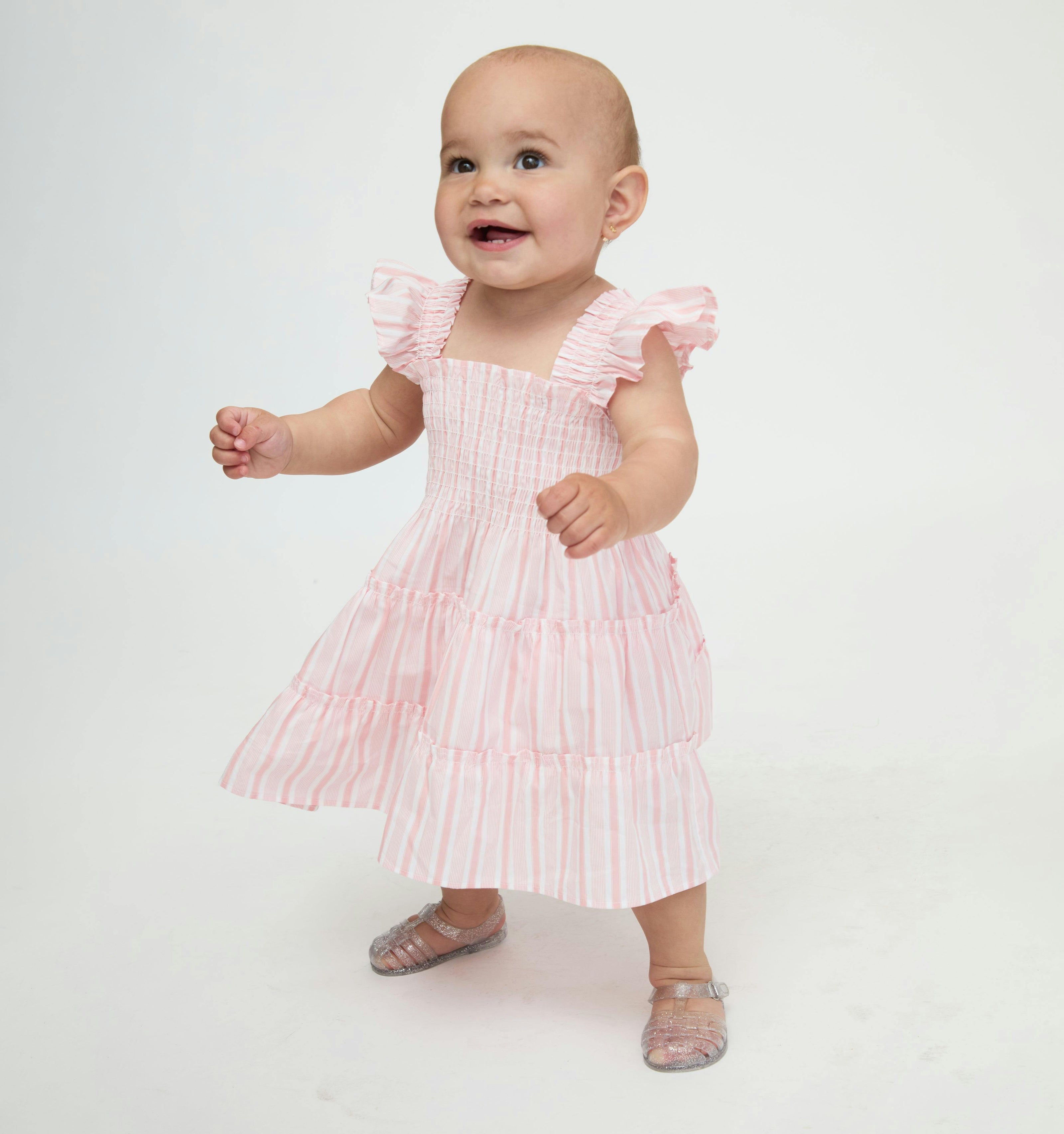The Baby Ellie Nap Dress - Pink Variegated Stripe