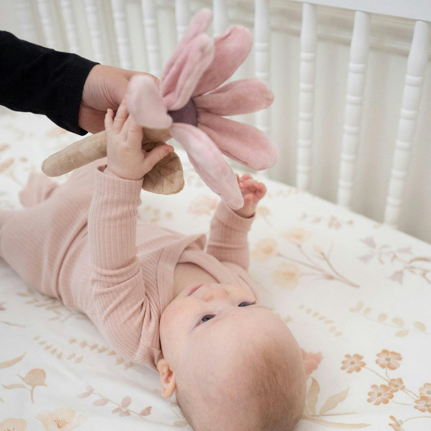 Violet Wildflower Soft Plush Baby Rattle
