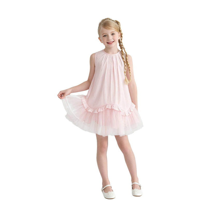 Pink Empressa Pleated Tulle Party Dress