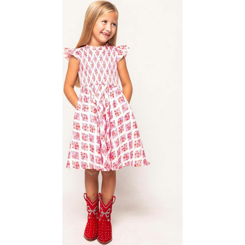Mini Kylie Dress in Rouge Lattice Floral