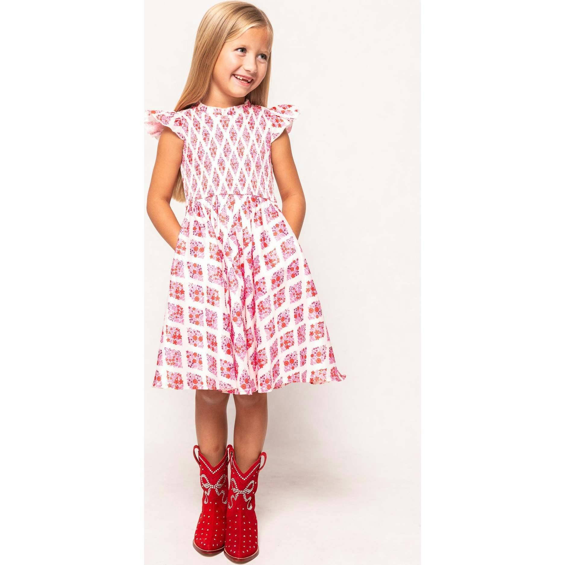 Mini Kylie Dress in Rouge Lattice Floral