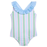 Ruffled One Piece Swimsuit - Summer Stripe