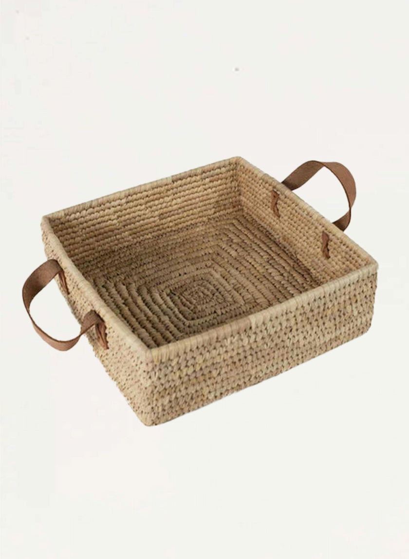 The Multi-Purpose Hand-woven Gift Basket with Leather Handles