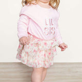 Lil Sis Embroidered Patch Long Sleeve Romper - Ballet