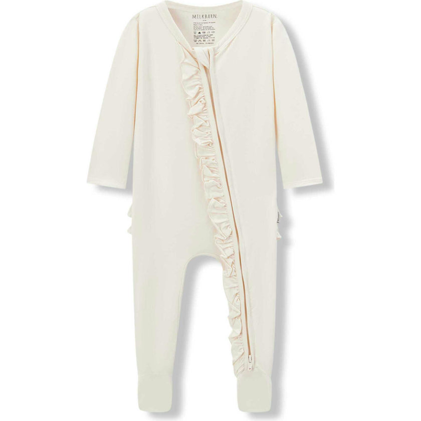 Salt Luxe Solid Ruffle Footed Romper