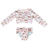 Girl's Two-Piece Crop Swim Set Retro Shades