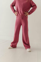Girls Knit Flare Pants in Winter Mauve