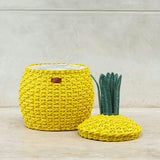 Handcrafted - Pineapple Storage Basket Yellow (Medium) - Rattan Wicker