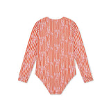 UV Swimsuit Girls With Long Sleeves - Red - Lobster Bay