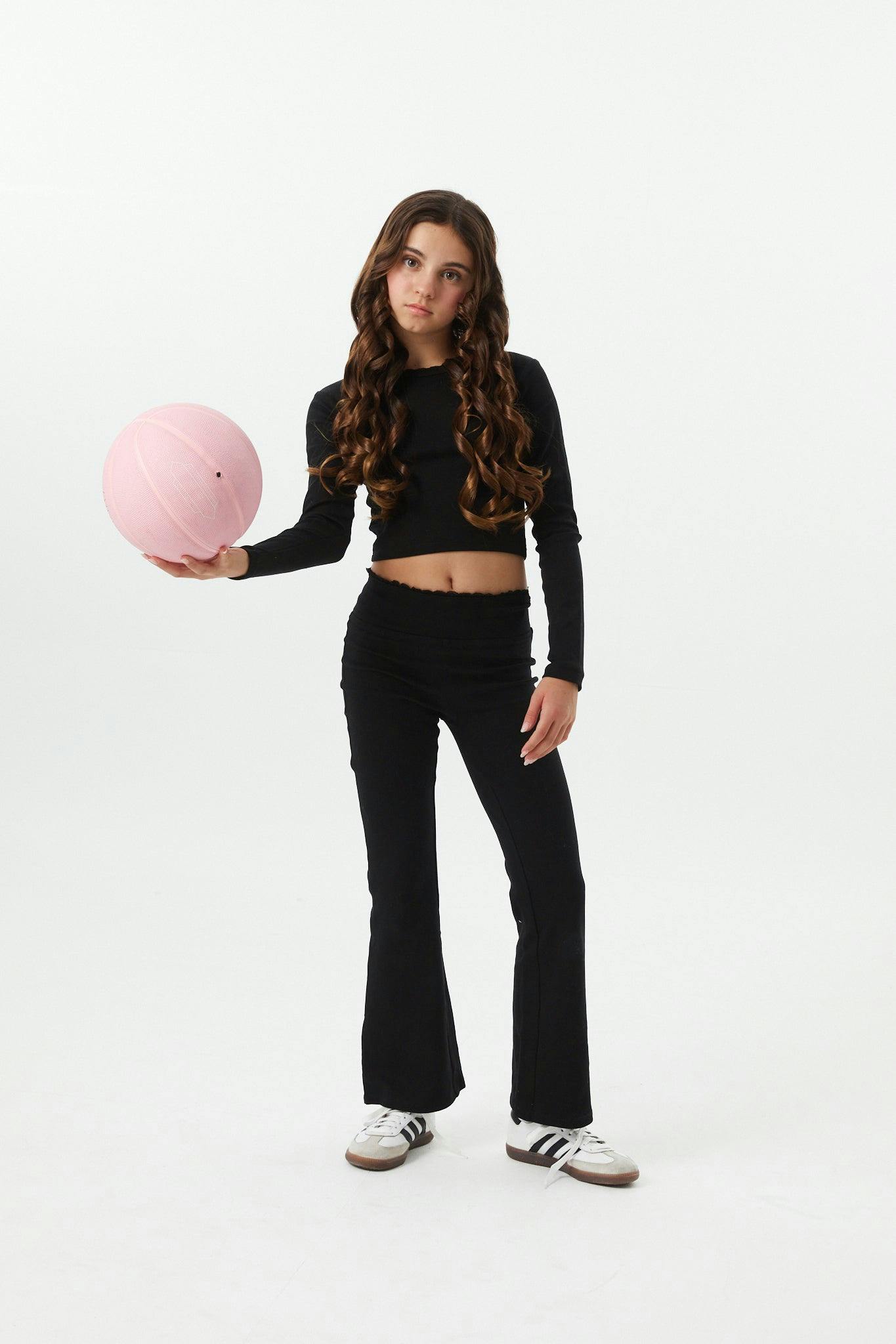 Lucy Black Long Sleeve Crop Top