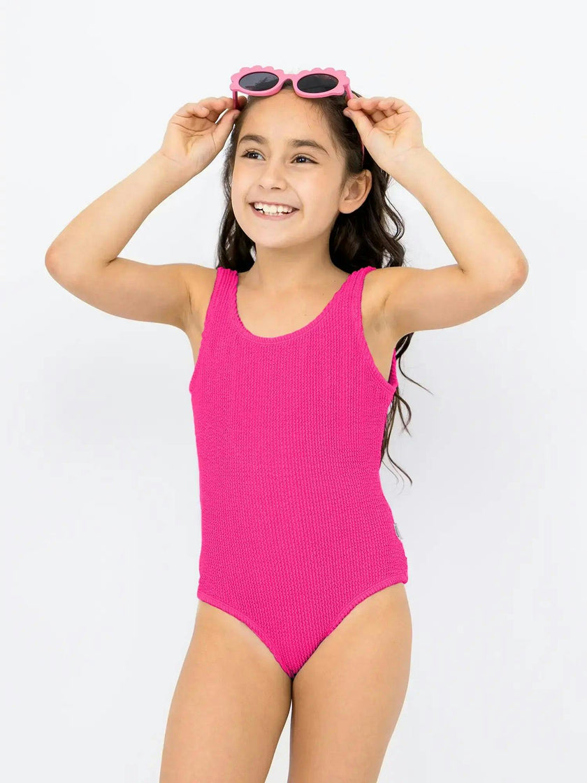 Ester Crinkle One Piece Swimsuit - Fuchsia