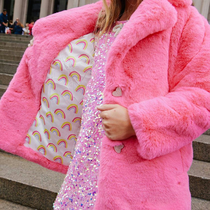 Hot Pink Faux Fur Coat