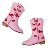 Cowgirl Red + Pink Bow Boots, Pink
