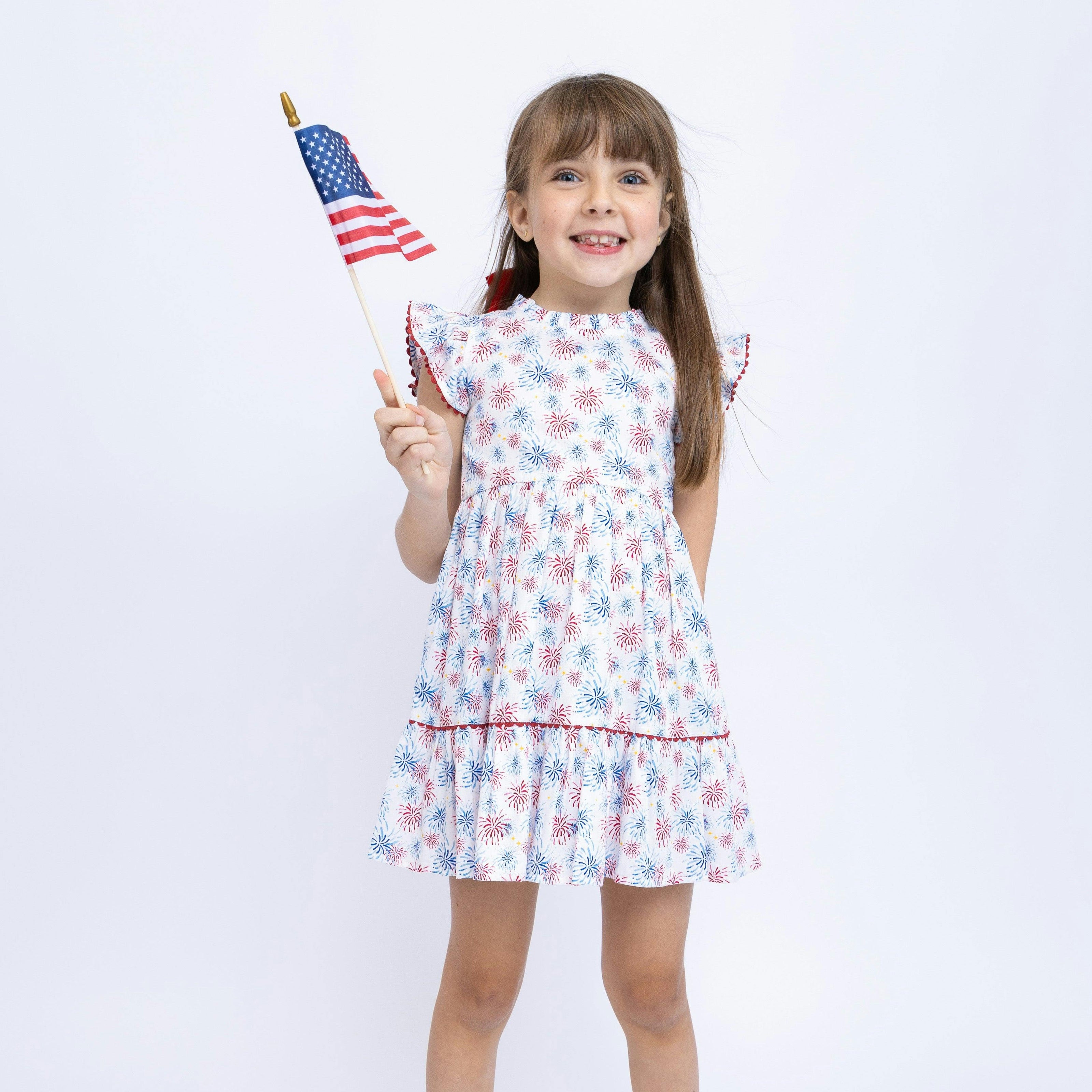 Fireworks Ruffle Dress, Multi