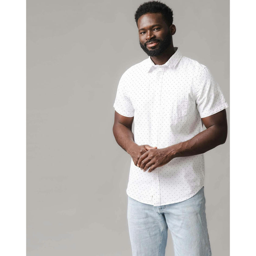 Organic Short Sleeve Seersucker Shirt, White