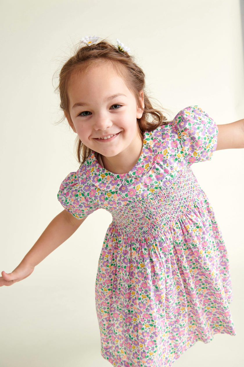 Made With Liberty Fabric Smocked Girls Dress Crisantha