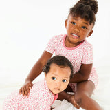 Soft & Stretchy Zipper Footie - Coral Dots