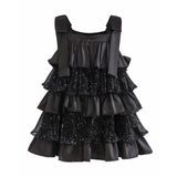 Black Bellamy Ruffle Sequin Dress