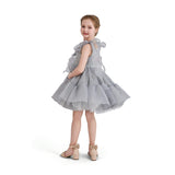 Light Aureline Gray Ruffled Party Dress