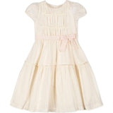 Organic Puff Sleeve Tiered Party Dress, White