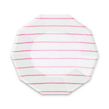 Cerise Frenchie Striped Large Plates