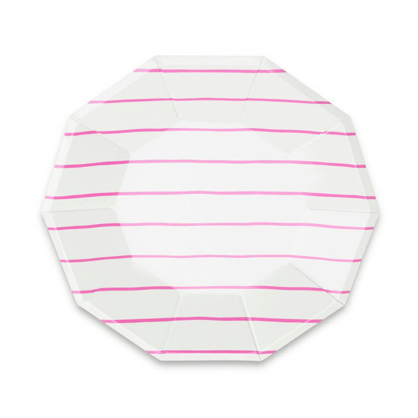 Cerise Frenchie Striped Large Plates