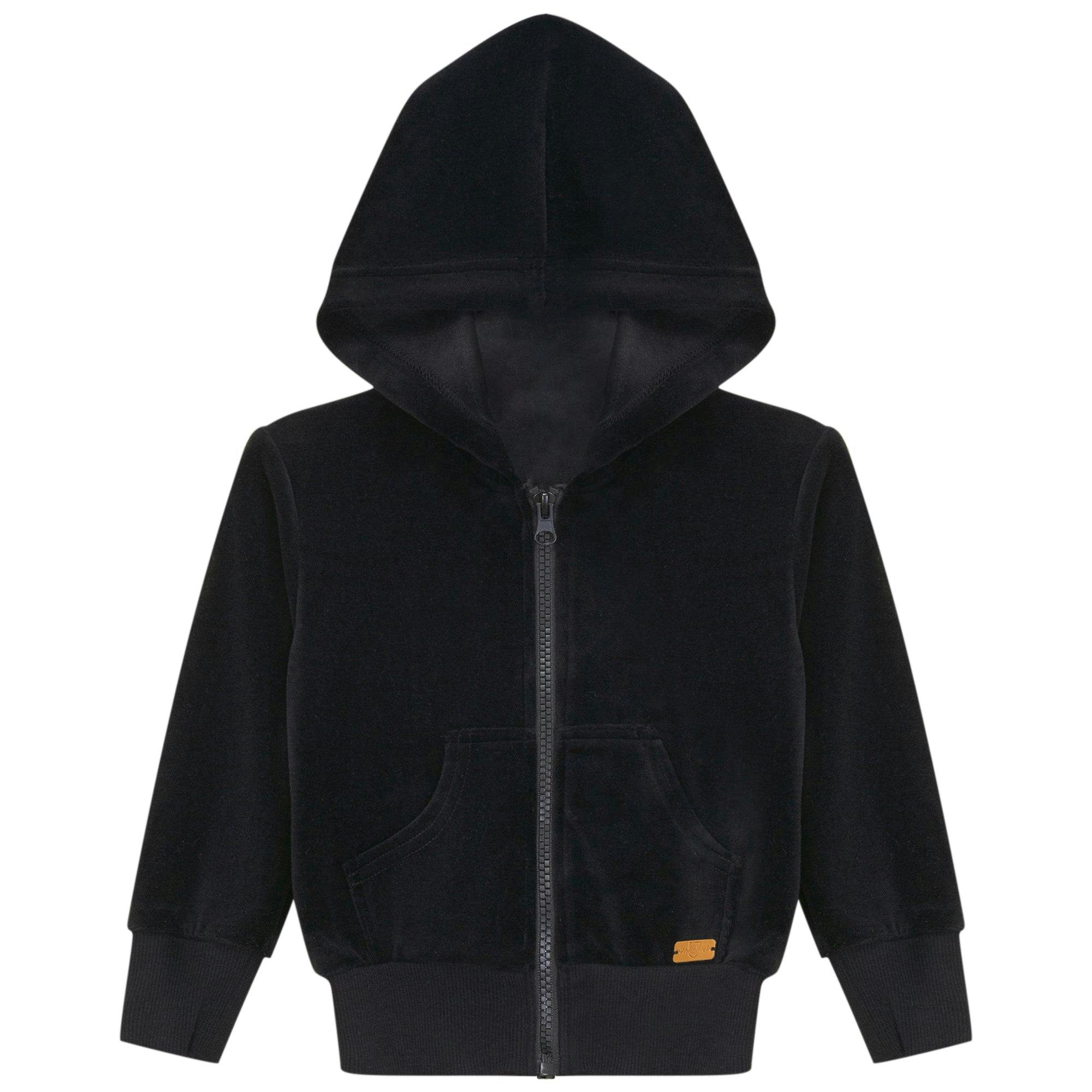Cotton Velour Cardigan Black