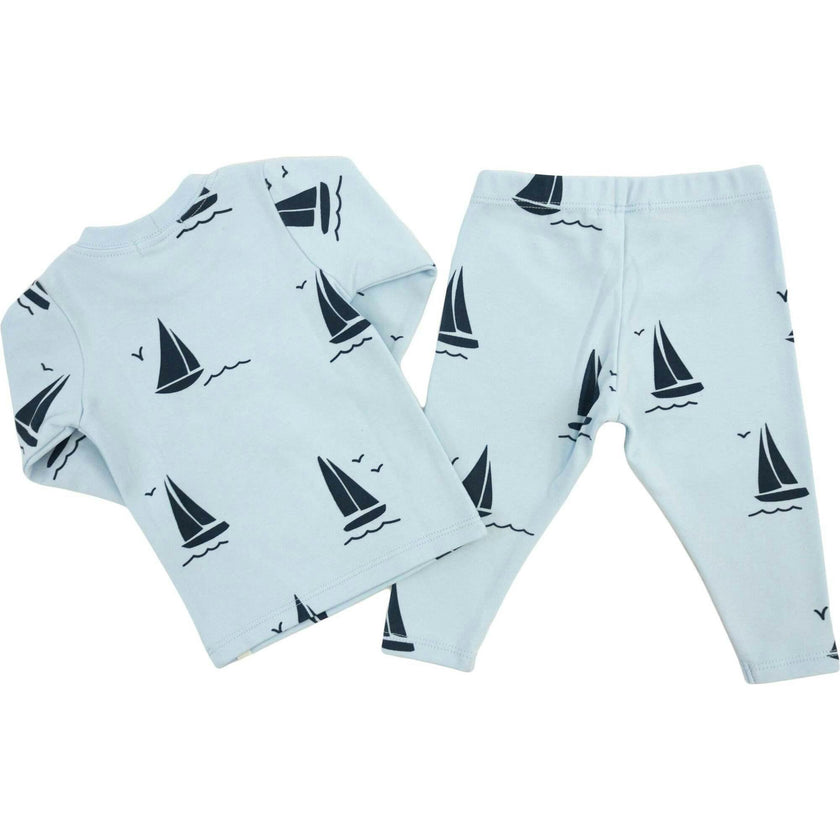 Denim Sailboat Print Two Piece Set