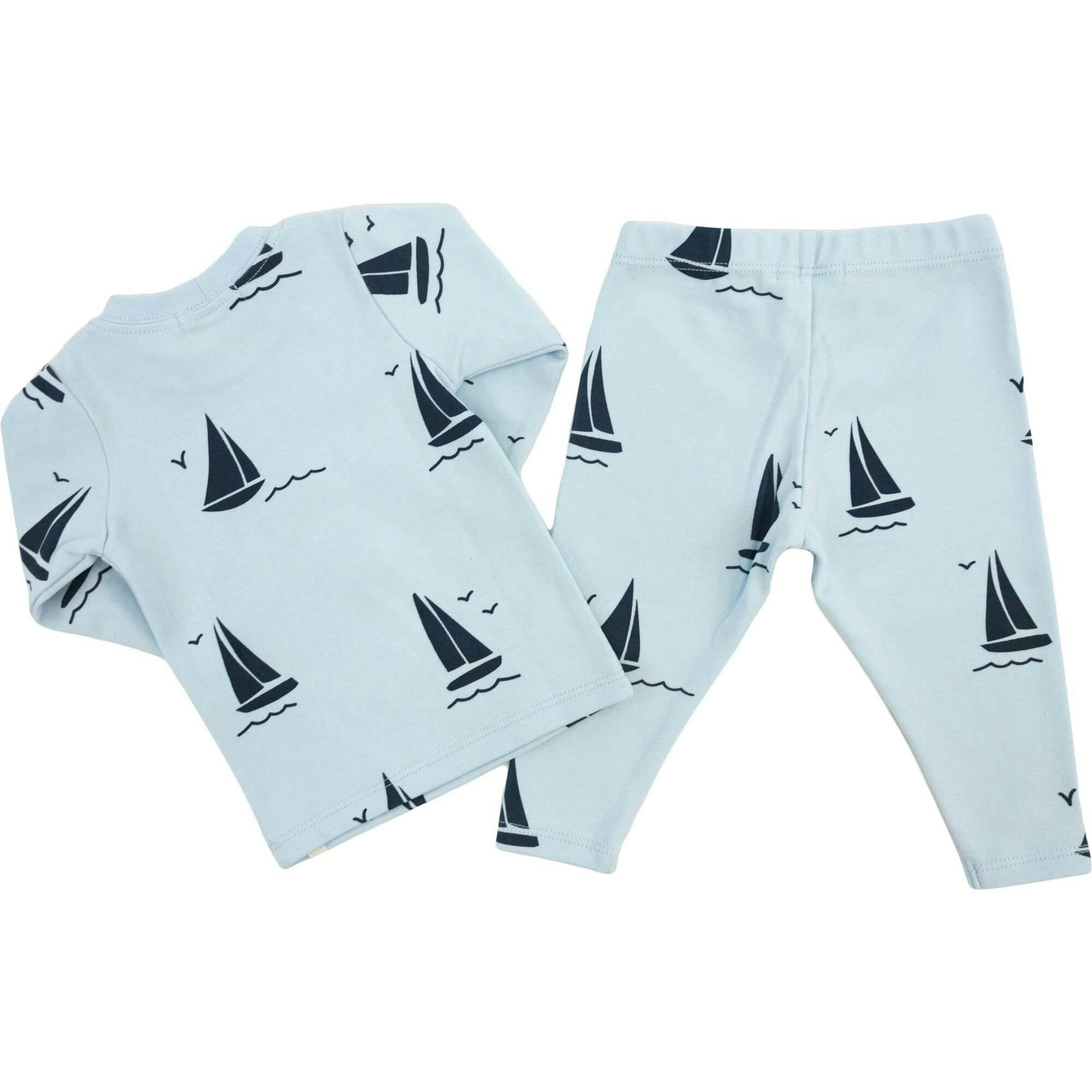 Denim Sailboat Print Two Piece Set