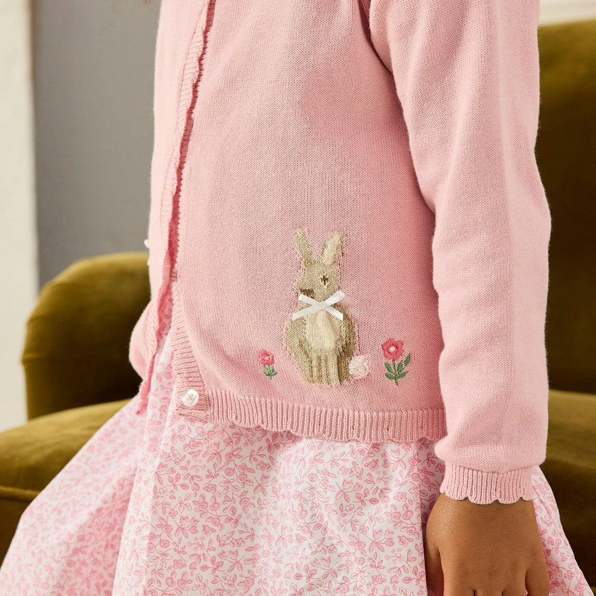 Duck and Bunny Cardigan in Pink