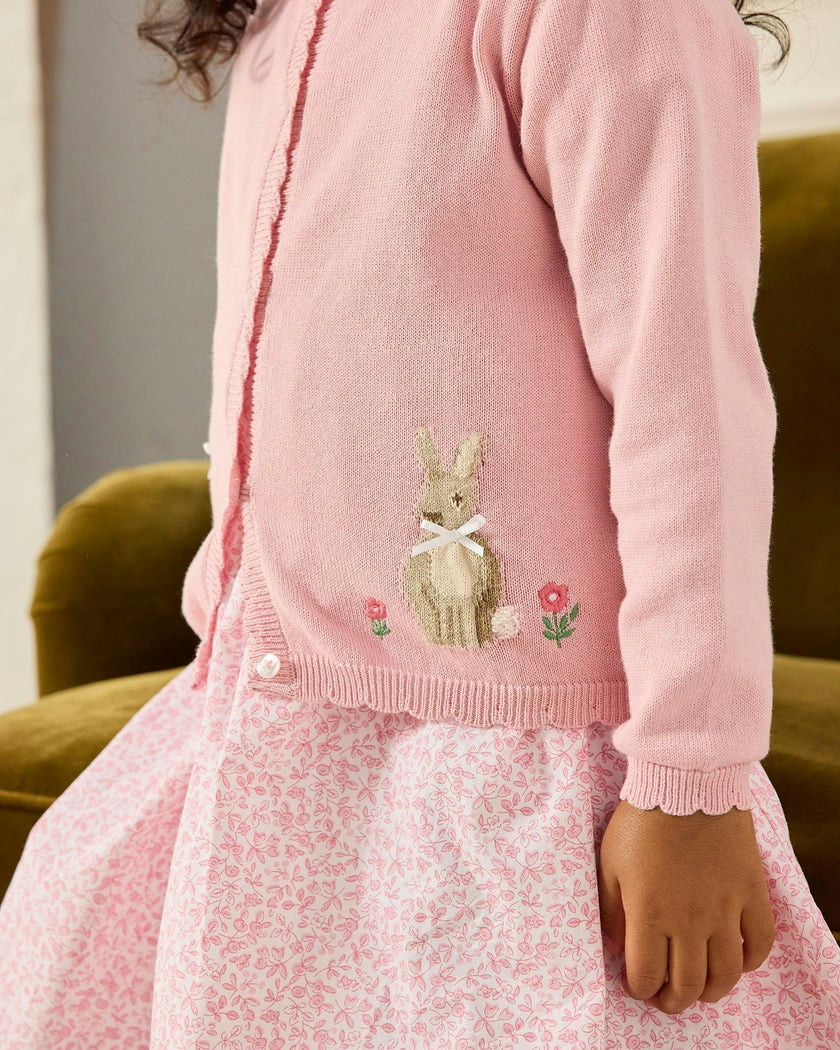 Duck and Bunny Cardigan in Pink