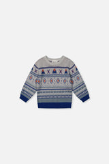 Baby Jacquard Knit Sweater Blue And Beige