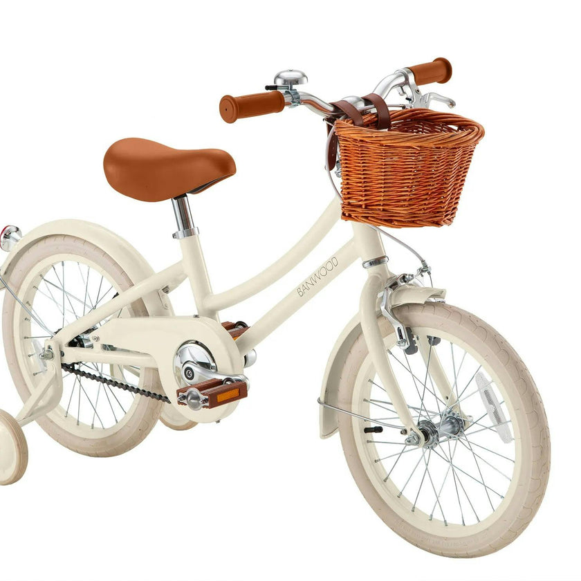 Banwood Classic 16 Inch Kids Bike Cream — Pedal Bicycle with Training Wheels Ages 4-7