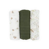 Cotton Muslin Swaddle Blanket 3 Pack - Woodland Friends