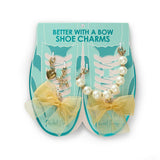 Packed Party Gold Bows and Pearls Shoe Charm Set 5pc - Gold Organza Bow, Heart, Balloon Dog, and Pearl Bead Charms with Lobster Clips for Sneakers