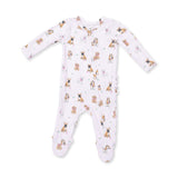 Bestie Dogs Pink - 2 Way Ruffle Back Zipper Footie