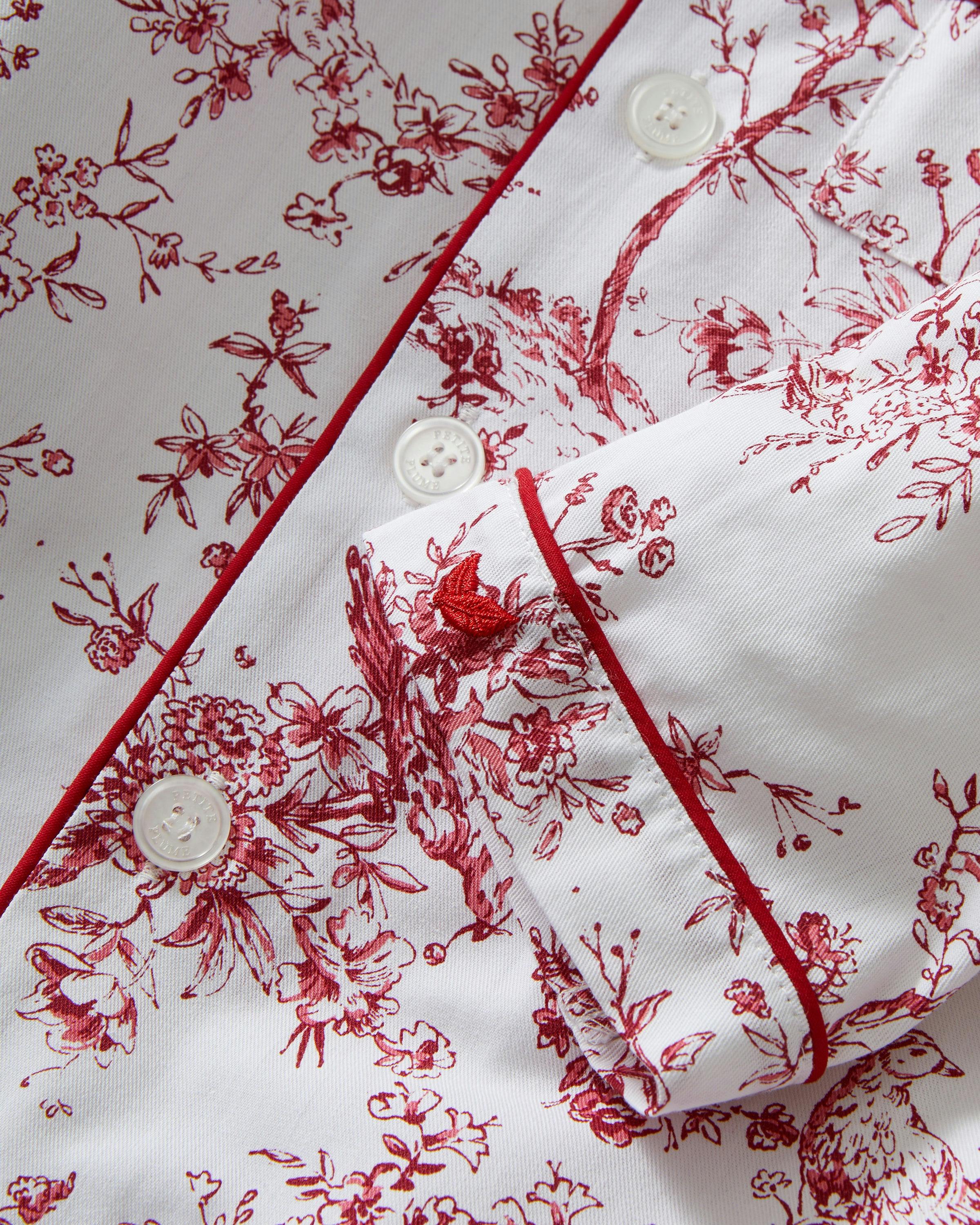 Kid's Twill Pajama Set in Red Timeless Toile