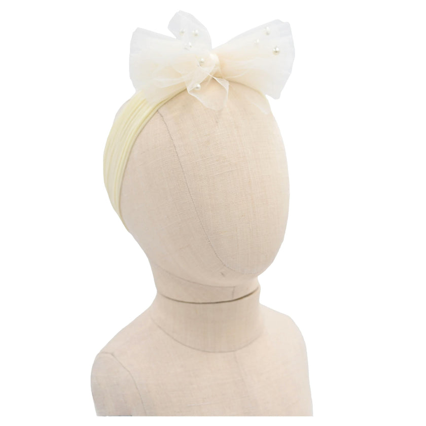 Multicolored Tulle Pearl Ribbon Headband