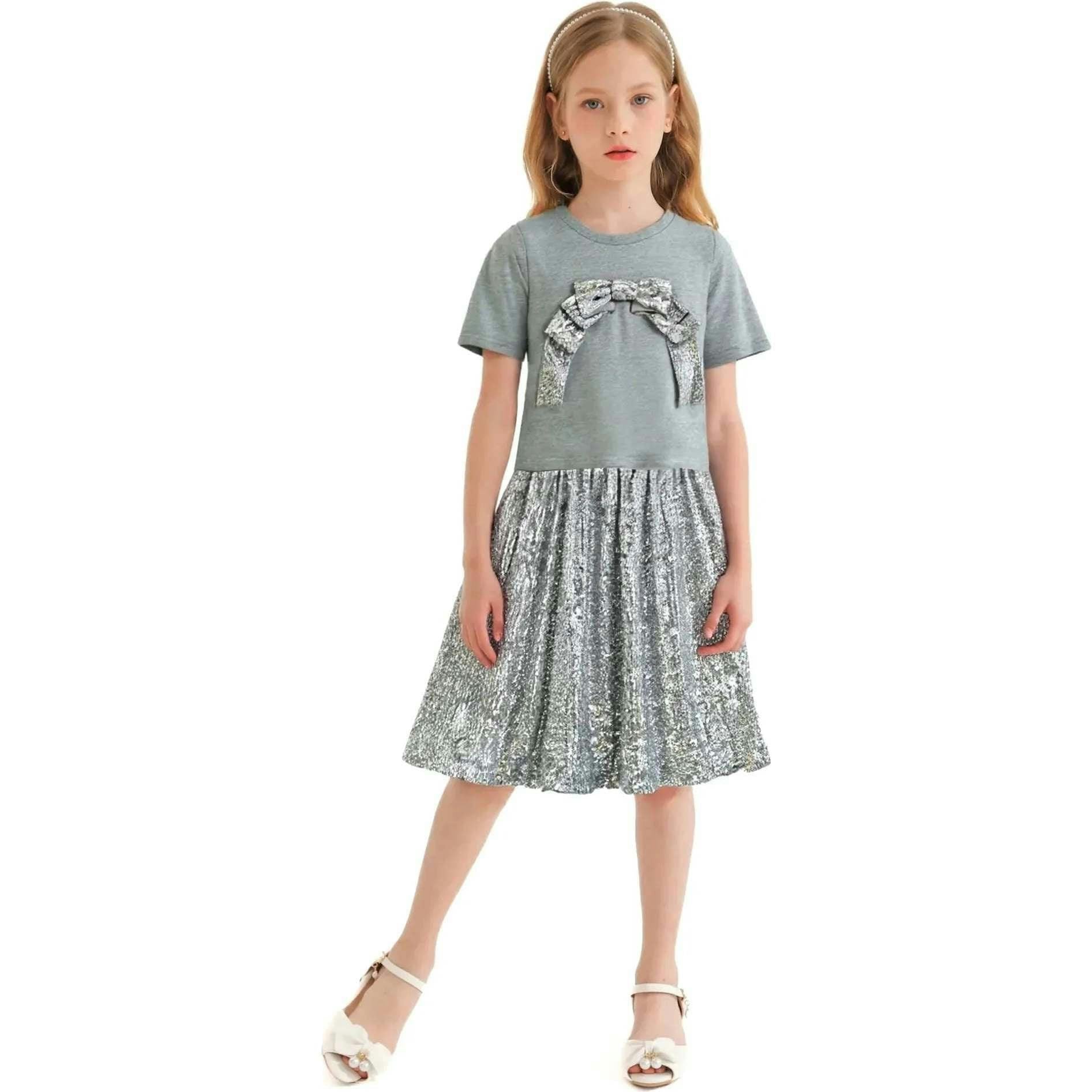 Sequin Bow T-shirt & Skirt Set