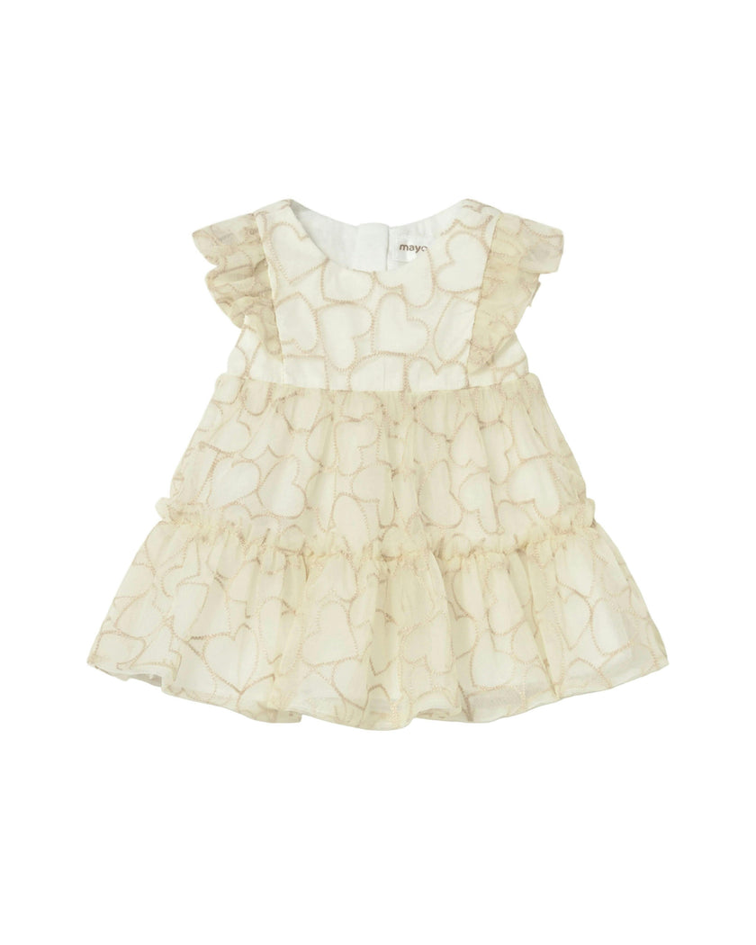 Beige Baby Dress With Heart Motif