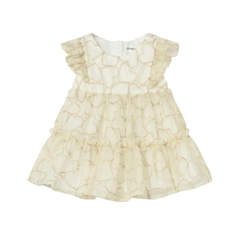 Beige Baby Dress With Heart Motif