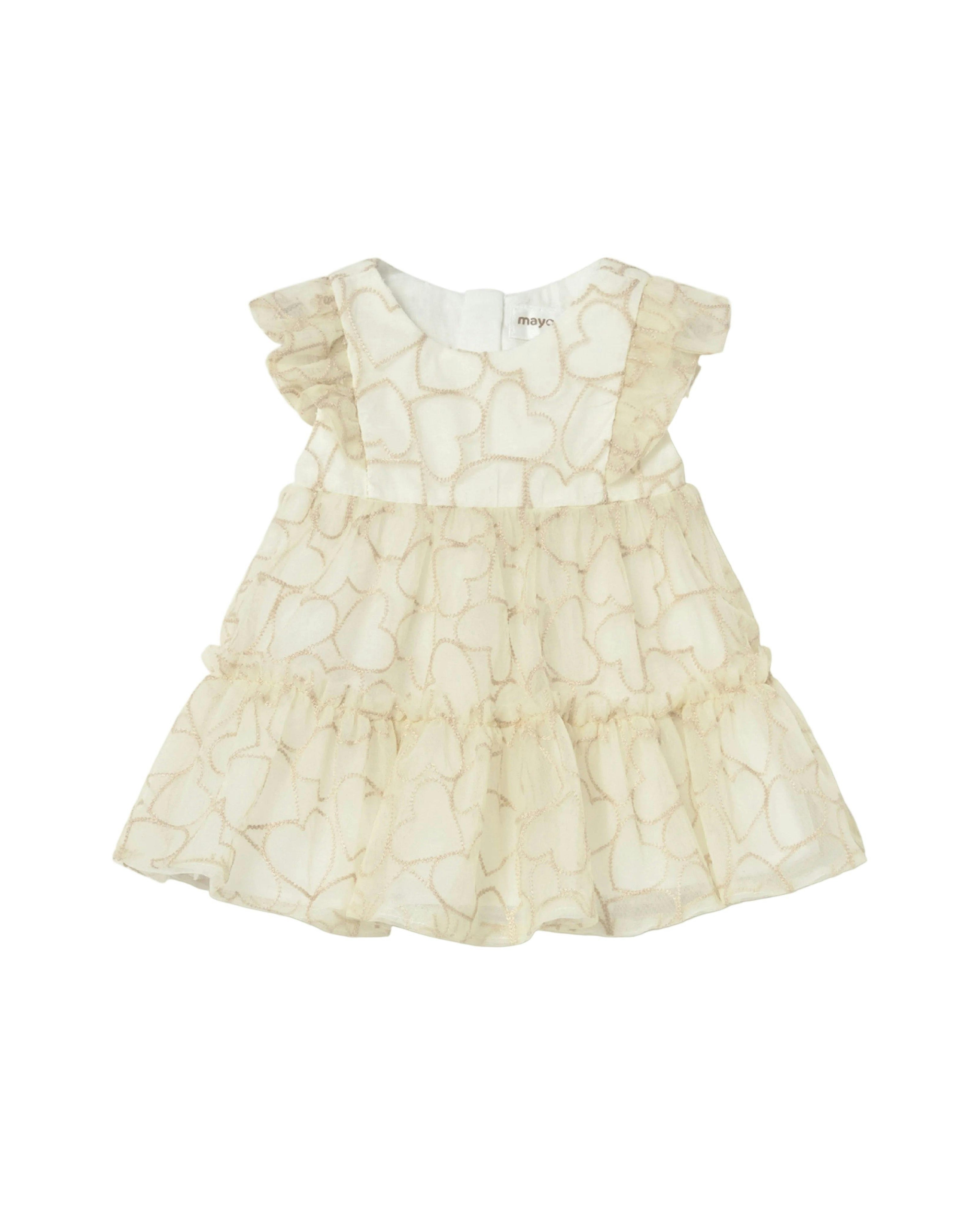 Beige Baby Dress With Heart Motif