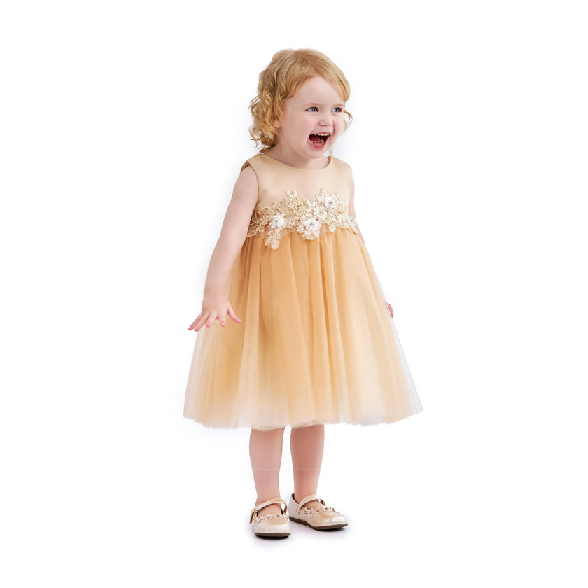 Champagne Zinara Ribbon Bloom Gown